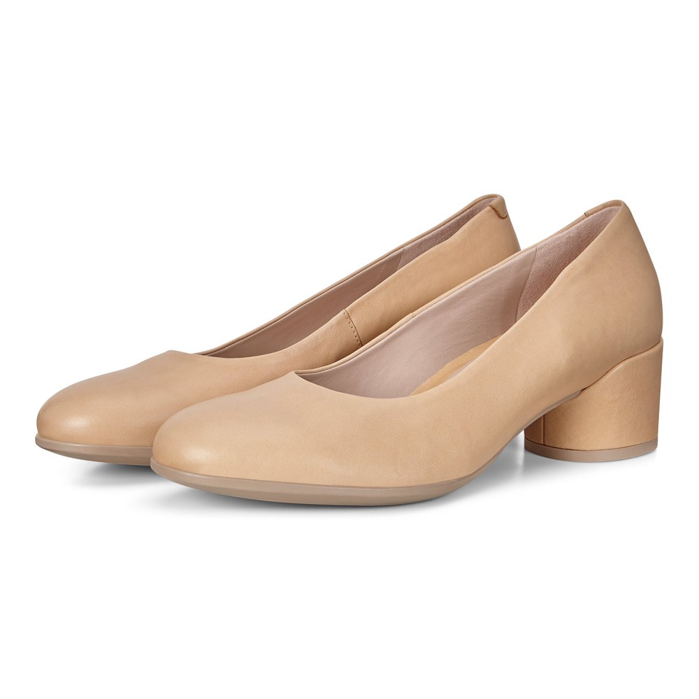 ECCO Womens Pumps Beige - Shape 35 Mod Block - QLK-276543